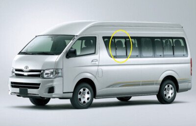 Стекло боковое TOYOTA HIACE 2004-2019 H200-423*423 2 отверстия SF/LH2/X 
Бренд: BSG