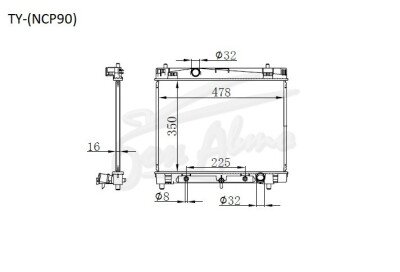 Радиатор TOYOTA VITZ 2005-2010 (NCP90) (1-2NZ) 
Бренд: TONGSHI PL16AT