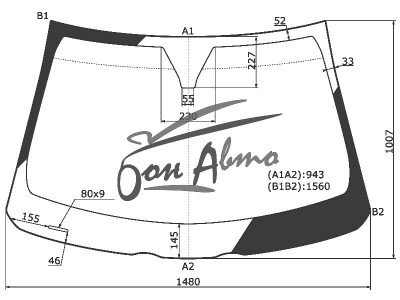 Стекло лобовое VOLVO S40 2004-2012 (V50) sed, stw, 
Бренд: BSG с серой полосой