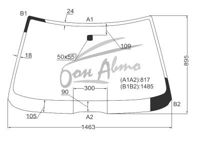 Стекло лобовое MITSUBISHI SIGMA 1990-1994 (F1#A/F2#A) 
Бренд: BSG с зеленой полосой